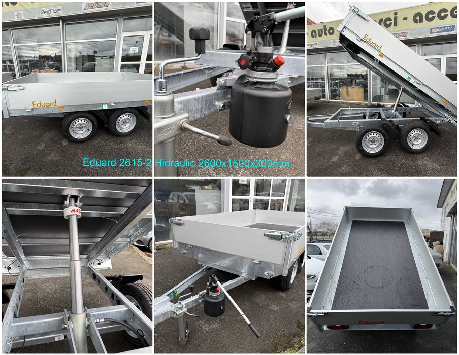 Remorca auto Eduard 750kg, obloane aluminiu, 1 ax / 2 axe, rabatare ALTA