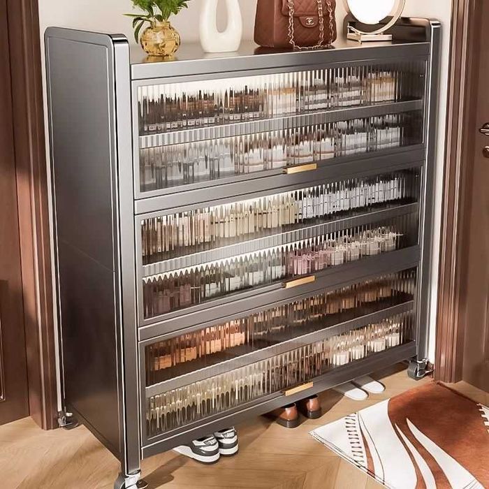 Шкаф для обуви из металла в коридор современный дизайн