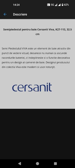 SemiPiedestal Cersanit lavoar baie