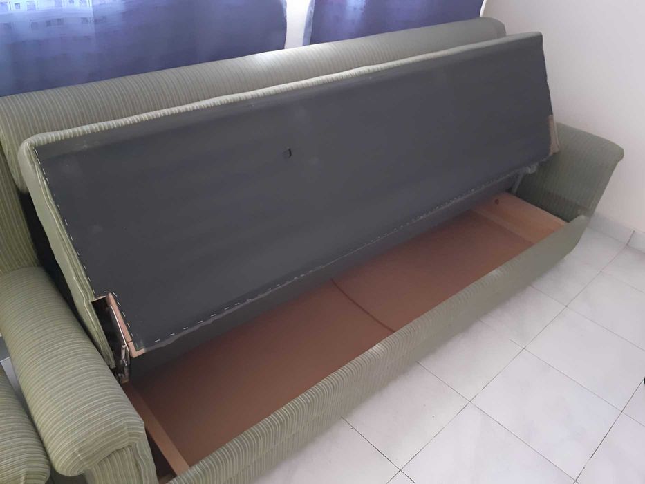 OFERTA set canapea cu fotoliu si masa lemn masiv cu gresie