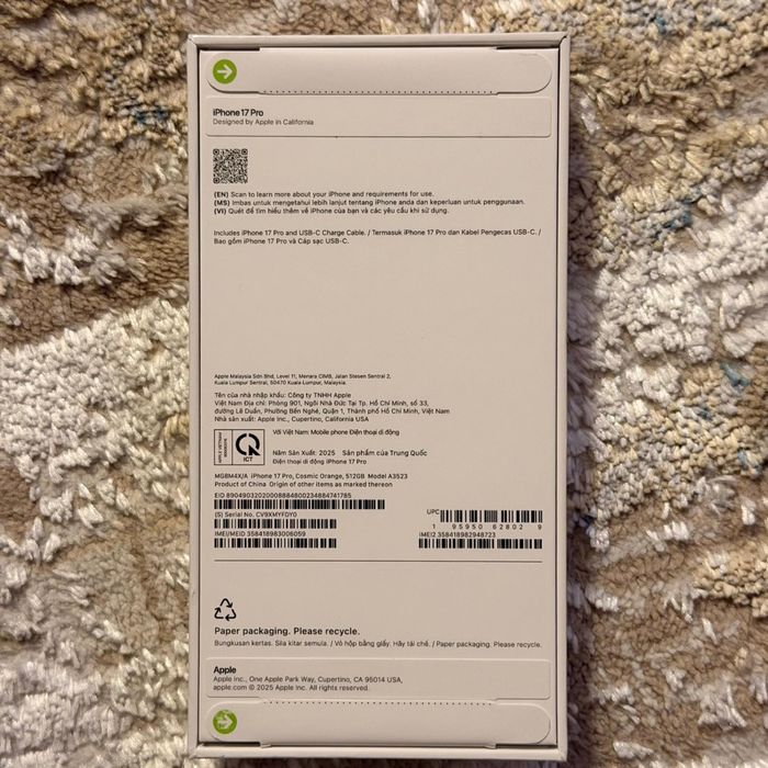 iPhone 17 Pro, Cosmic Orange 512GB