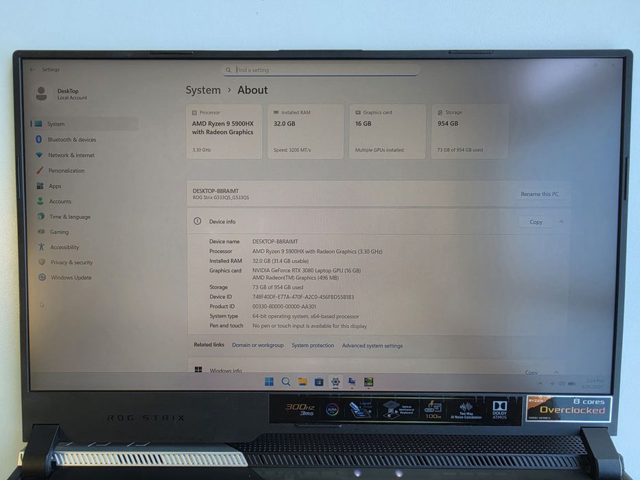 URGENT | Laptop Gaming ASUS ROG Strix SCAR 15 G533QS | Ryzen 9 5900HX | RTX 3080 16GB | 32GB RAM | 1TB SSD | Display 300Hz