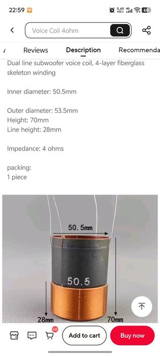 Bobina 50.5 mm Subwoofer