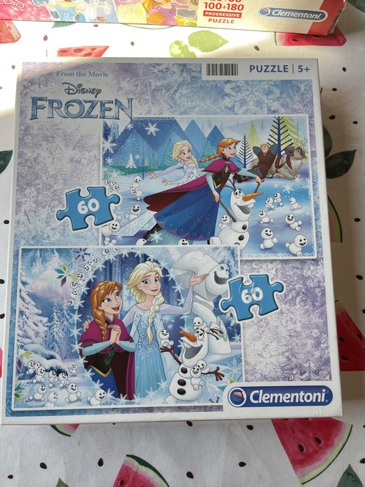 Комплект от 5 детски пъзела – Disney, Frozen, Paw Patrol и Minnie Mouse (комплект, не може да се купуват по отделно)+ подарък(изп. кукла за обличане)