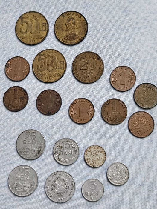 Colectie monede 100 lei 3 lei 50 5 15 25 bani 1 lei anii 1966 - 1999