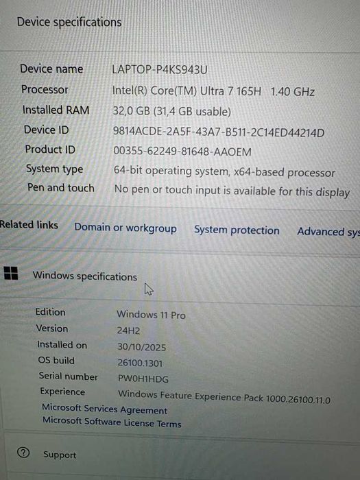 Lenovo ThinkPad P1 Gen 7 16”2,5K 500nit RTX A2000, Ultra 7 165H 32/1Tb