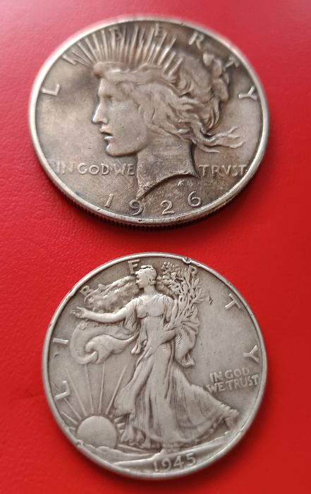 Half Dollar-USA-1945г-1 Dollar 1926 г..Сребро!Изгодно!