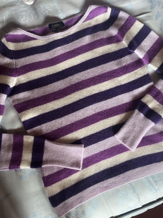 Caroll Paris, pulover 100% cașmir, în dungi, mov