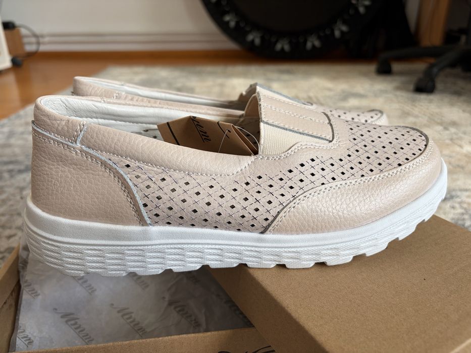 Pantofi mocasini balerini piele perforati