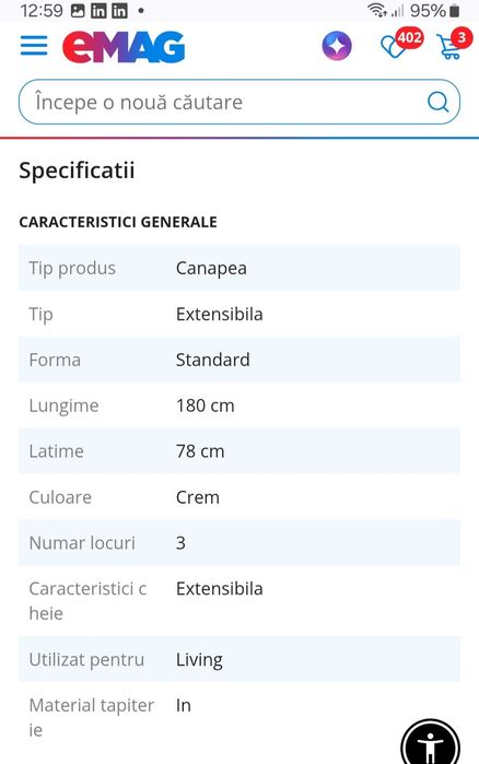 Canapea extensibila din in și lemn