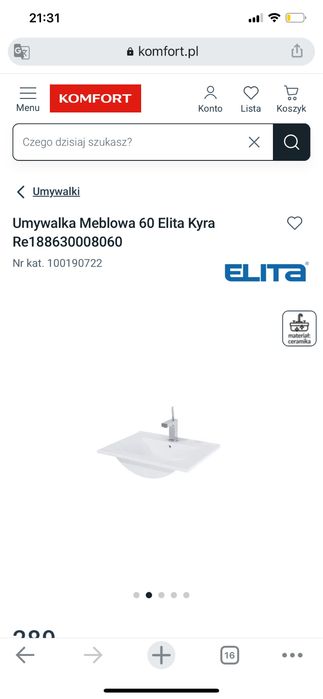 Chiuveta  ceramica neagra 61 cm