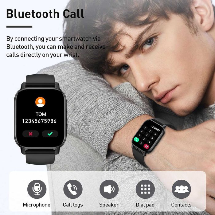 Смарт часовник Cillso Y6 – черен, 1.85" дисплей, Bluetooth, мониторинг