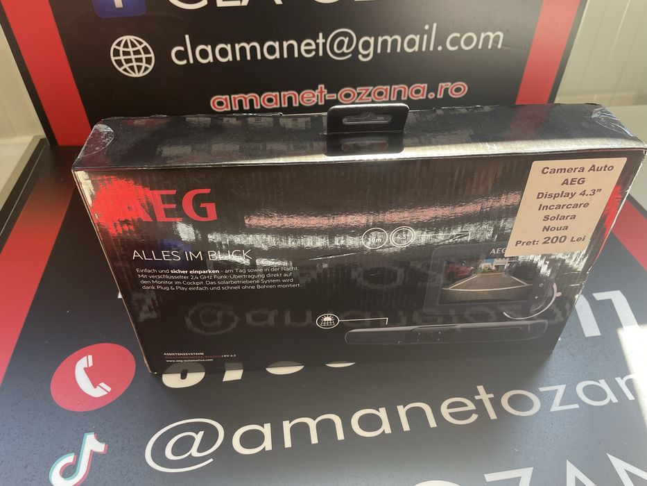 Amanet ozana vinde camera auto AEG Dispaly 4.3” incarcare solara noua