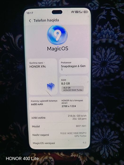 Honor X9c 8 ga 256 sotiladi holati yangi
