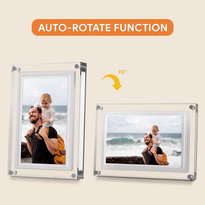 Стильная цифровая фоторамка 10 дюймов с корпусом из прозрачного акрила