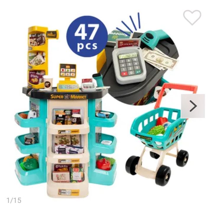 set de joaca supermarket pentru copii cu cărucior și accesorii