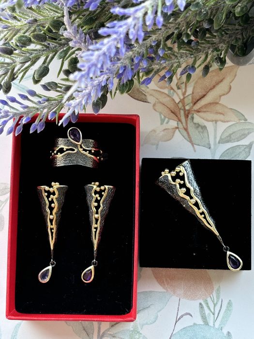 Set argint aurit 925 cu pietre semipretioase(ametist)