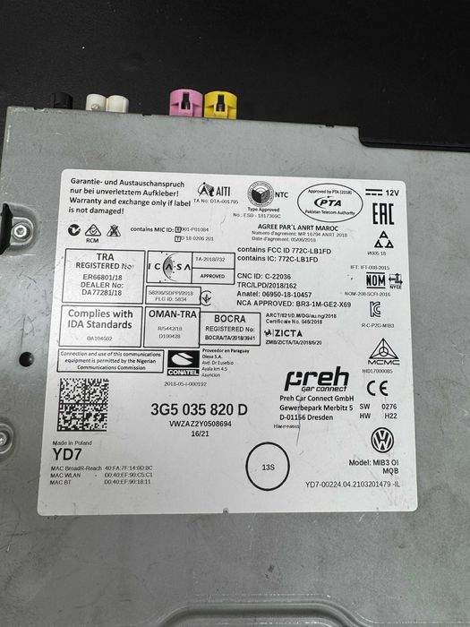 Unitate Navigatie VW MIB 3 MIB3 3G5035820D 3G5 035 820D 3G5035820K