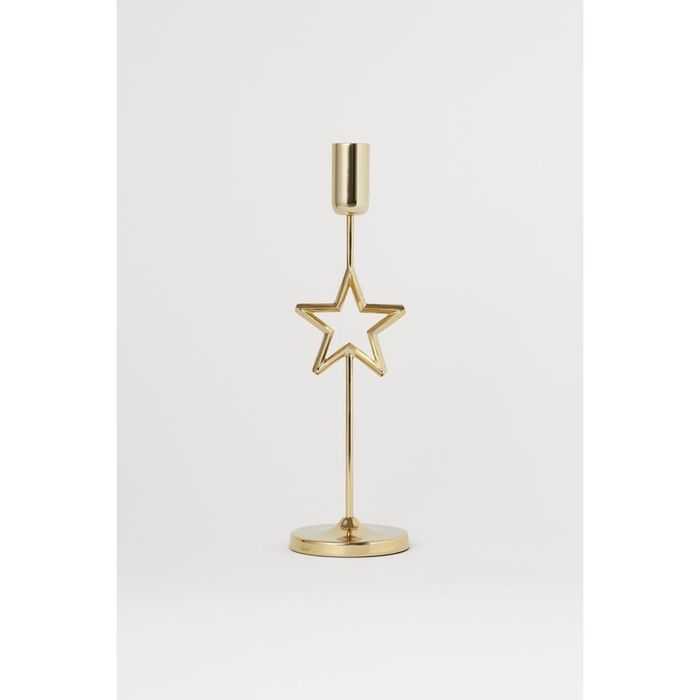 Suport pentru lumanare tip Stea, 28 cm, din metal (bronz-auriu)
