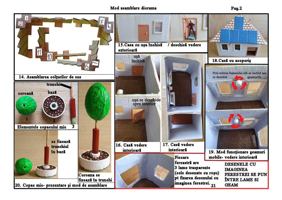 Diorama educativa casa si curte pentru copii cu instructiuni de montaj