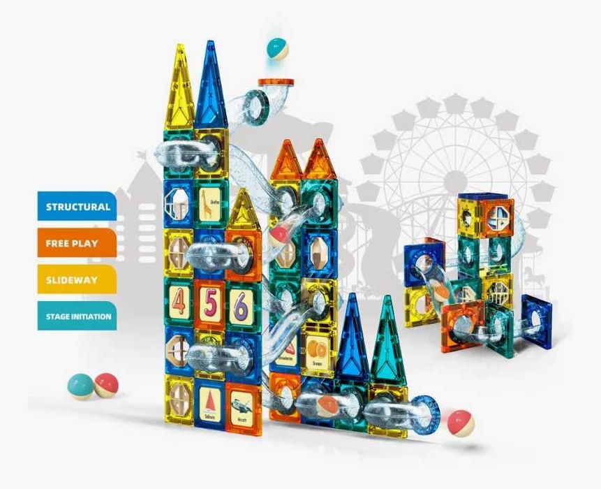 Конструктор магнитный блочный 126-234 детали, доставка