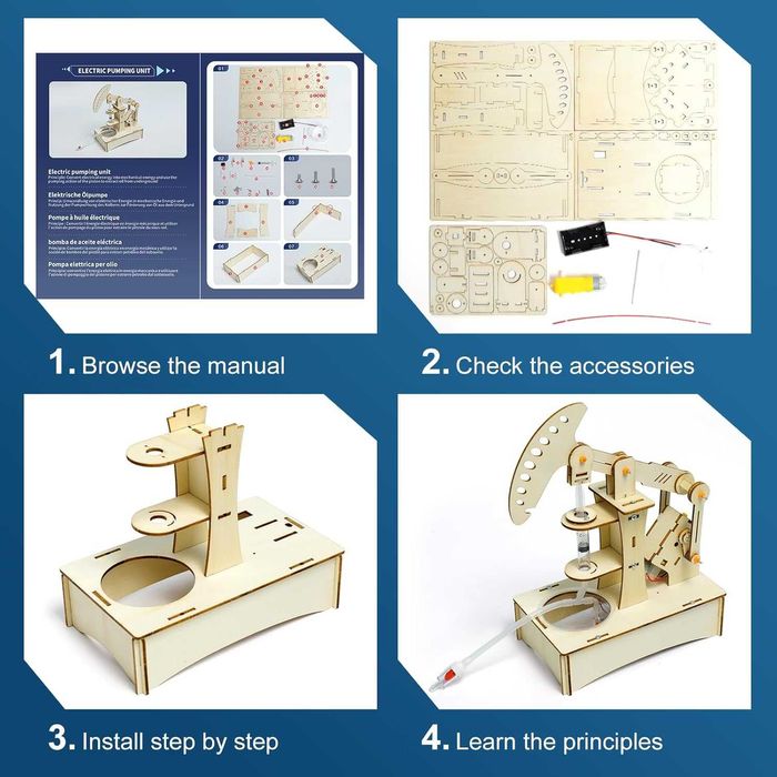6 в 1 STEM научни комплекти за деца, комплекти за дървени конструкции, научни проекти за деца 8-12 г