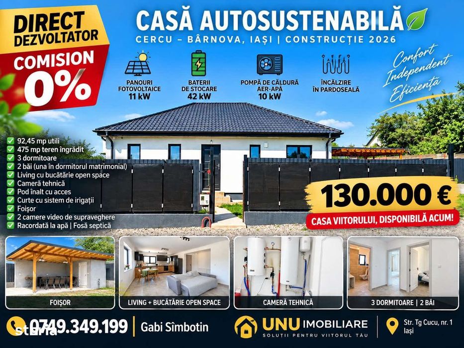 Direct dezvoltator, Casa Autosustenabila 2026, CERCU – BÂRNOVA