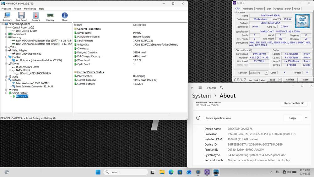 HP EliteBook 850 G6 i5-8365U 16GB RAM 512GB SSD Windows 11