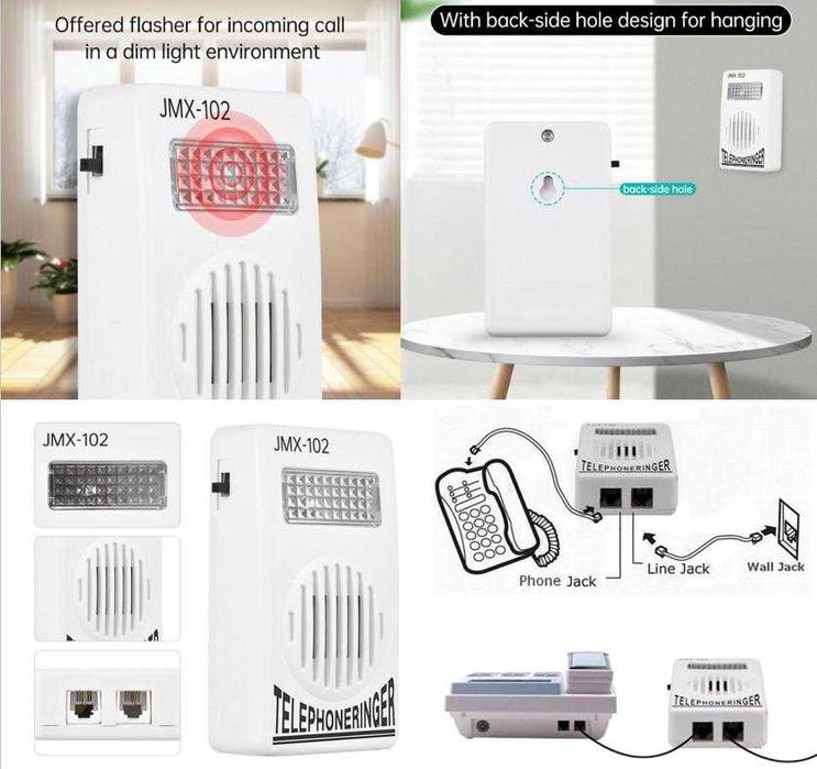 95dB Мигаща Аларма Усилвател Звук Стационарен Телефон Лош Слух Глухота