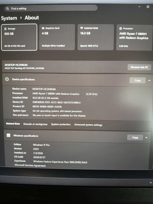 Laptop gaming Asus TUF A17