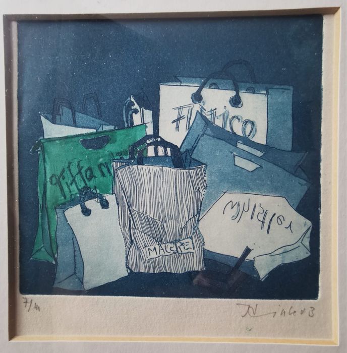 Антикварна картина авторска номерирана лимитирана подписана датирана