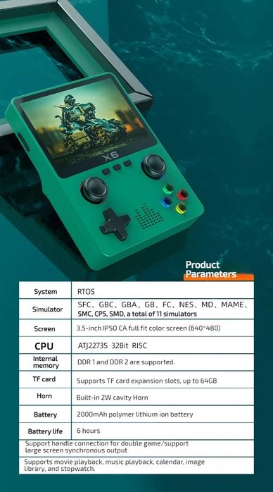 Consolă de jocuri portabilă multi-sistem X6