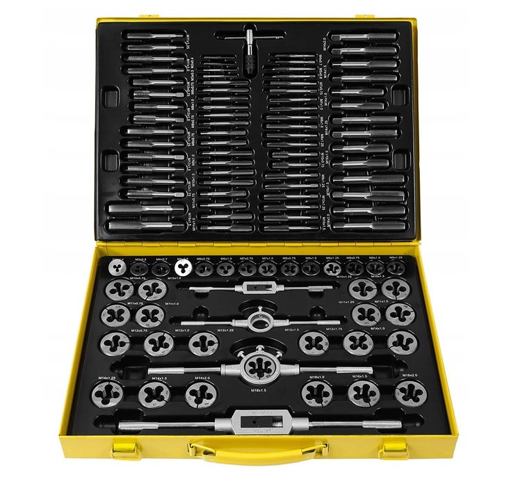 Set tarozi și filiere 110 piese din oțel calit cu geanta metalică