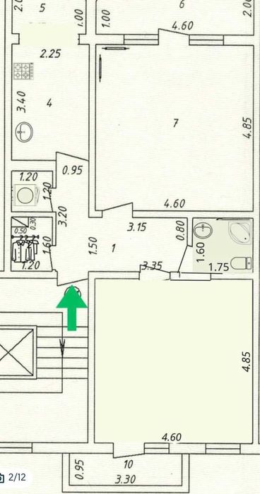 2/7/9 81м2 Паркентский Банковский дом, раздельные комнаты