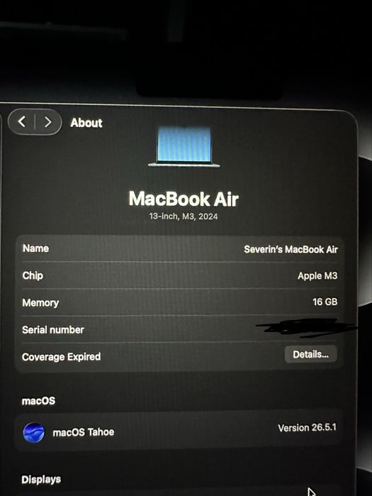macbook air m3 2024 512gb, 16gb ram