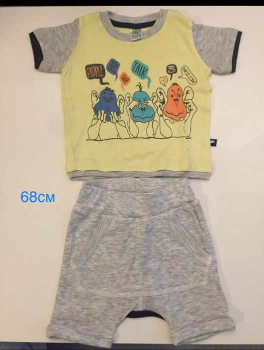 Комплект къси панталонки,тениски Rach и бодита George 68-74