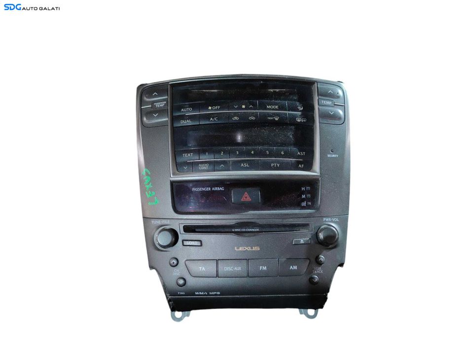 Unitate Radio CD Player Display Afisaj Digital Buton Avarii Panou Comanda AC Clima Climatronic Lexus IS IS220 2005 - 2013 Cod 86120-53370 [LR0555]