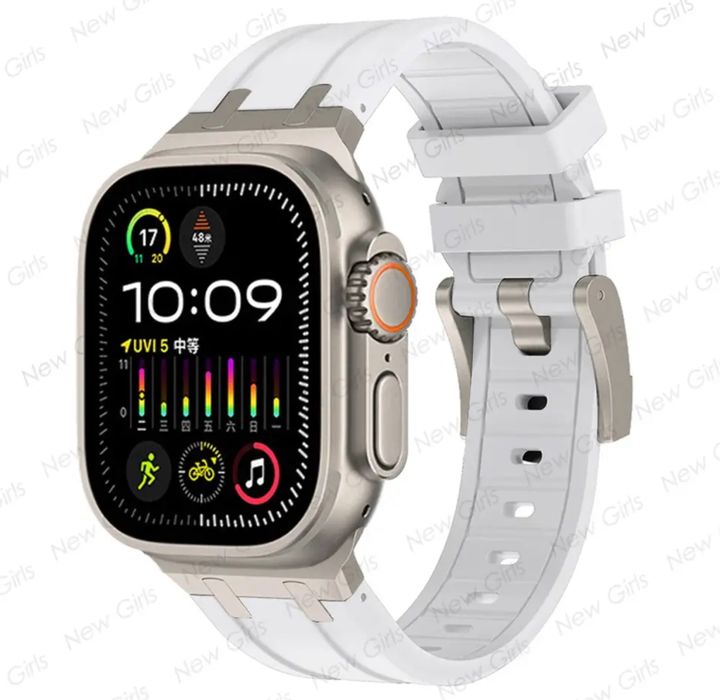 Husa Curea Silicon Titaniu Cablu Ceas Apple Watch 6 7 8 9 10 11 ULTRA