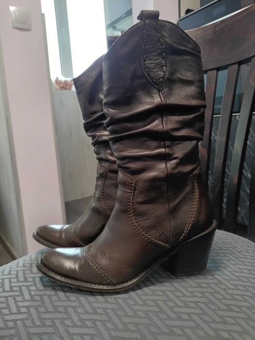 Нова цена! Дамски ботуши от естествена кожа