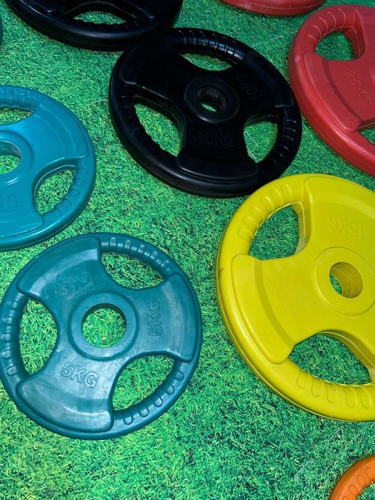 Pachet Discuri Olimpice din Fier Cauciucat cu Prindere: 175 KG