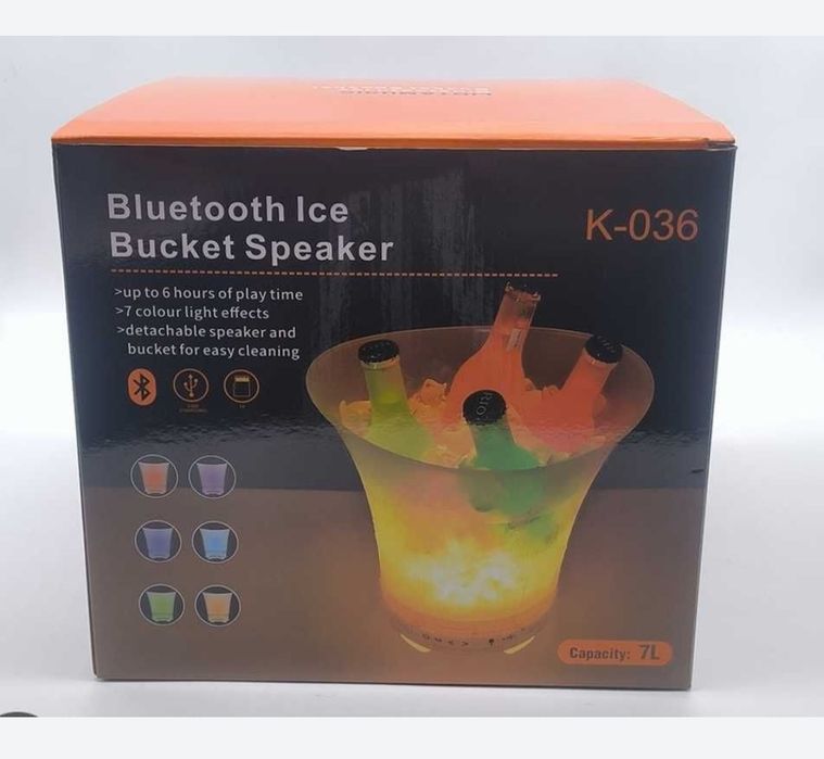 Frapiera gheata cu iluminare LED si boxa wireless, 7 L, nouă