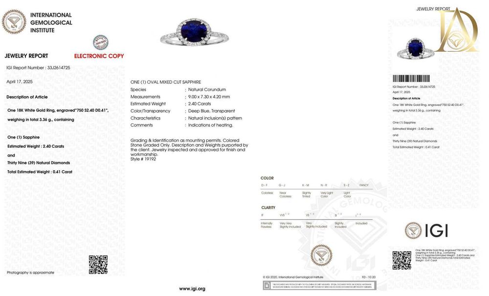 Нов Златен Пръстен с 2.81кт Естествен Сапфир и Естествени Диаманти