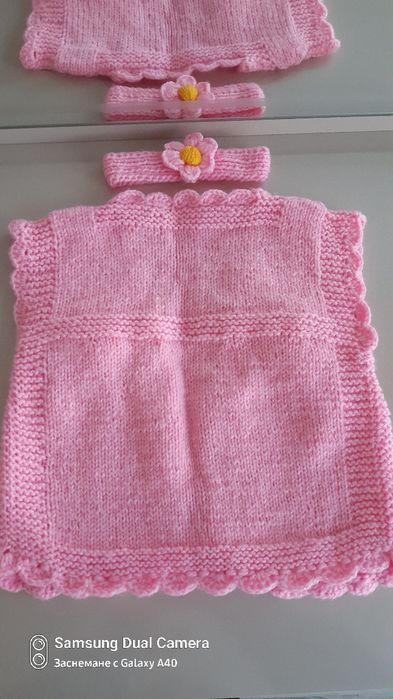 Детски Ръчно плетен Елек с диадема