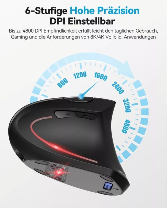 Mouse  TeckNet ergonomic, wireless reincarcabil, vertical, 4800 dpi