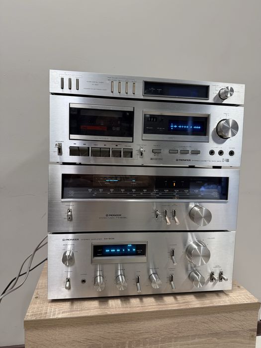 ТОП ретро аудио сет PIONEER синя серия - усилвател, тунер, дек, таймер и грамофон