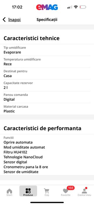 Umidificator de aer Philips, tehnologie NanoCloud, rezervor 2L