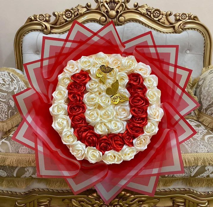 Лентали букетлар букет из ленты подарки