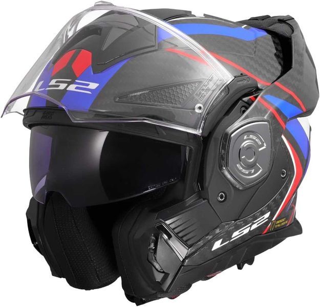 Мотоциклетна Модуларна Каска за Мотор LS2 FF901 Advant X Carbon Future II, XL, Gloss White/Blue ECE 22.06 1550 гр, Нова