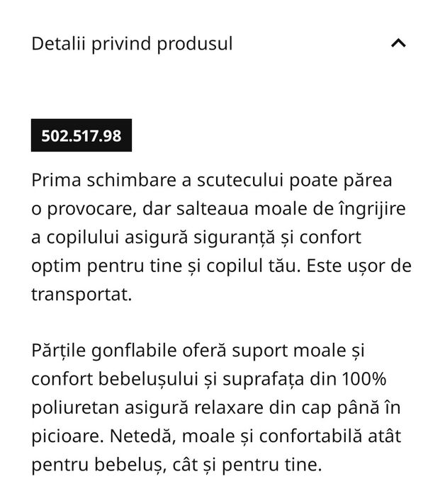 Saltea îngrijire bebe Ikea
