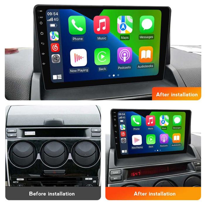 NAVIGATIE Android 14 Mazda 6 2002-2008 1/8 Gb Waze CarPlay + CAMERA